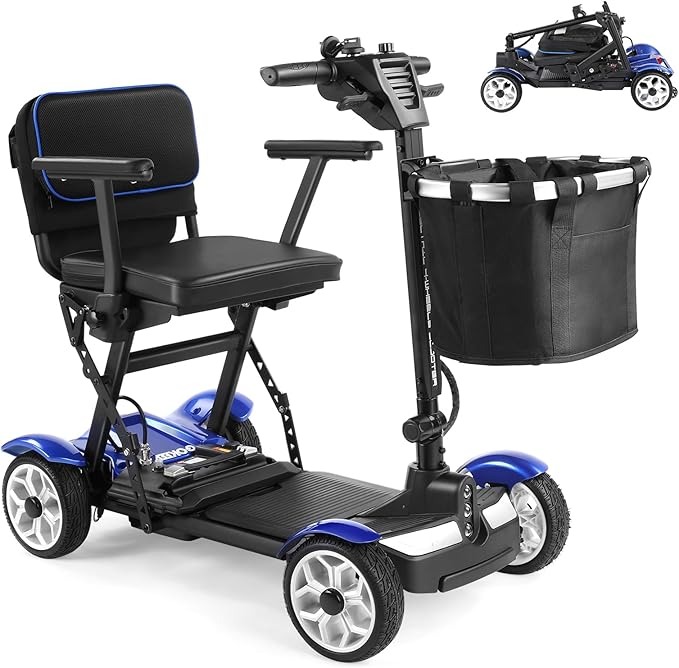 Corrchrol GlideGo 4 Wheel Mobility Scooter for Adults Seniors – Foldable with 24V 12Ah Battery
